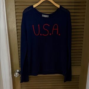 Women's Navy Sweater with Red U.S.A. Design